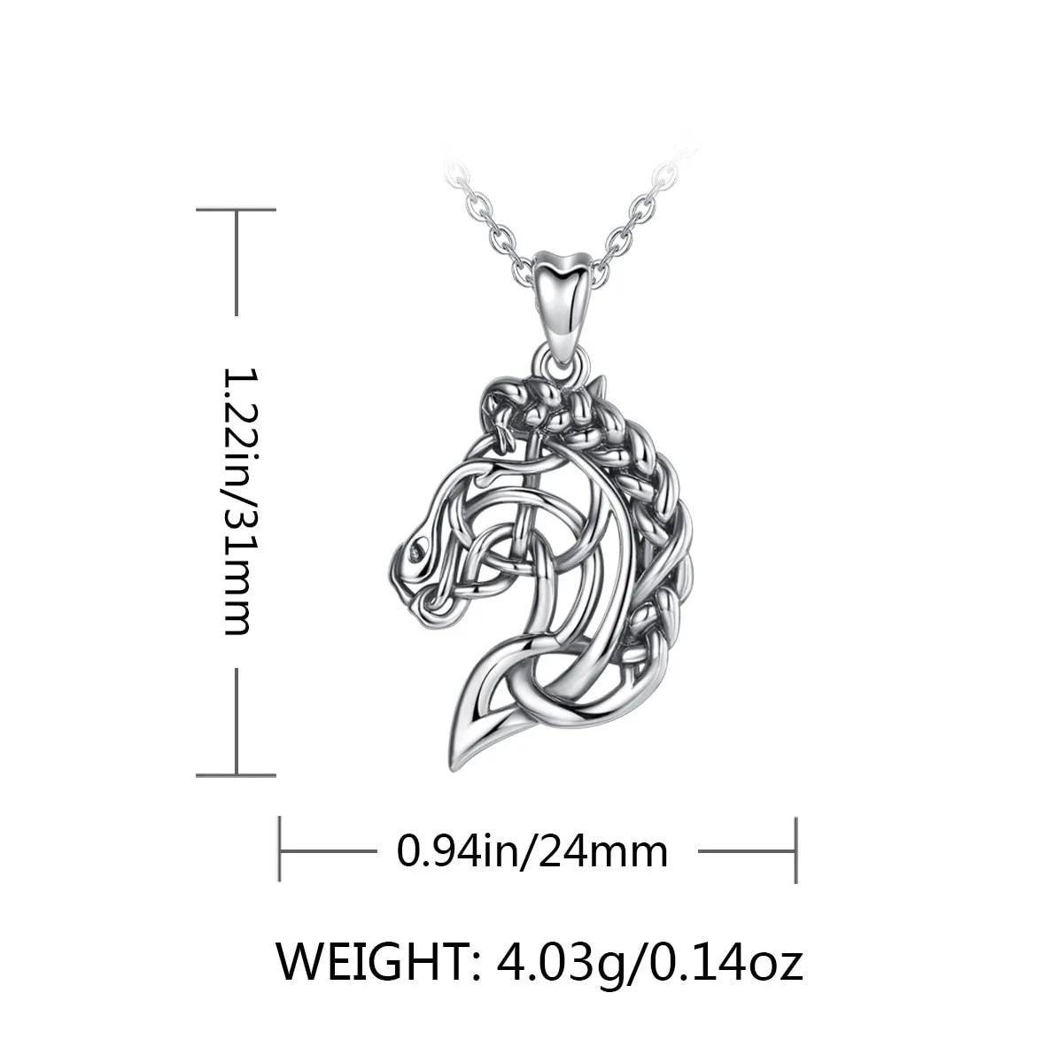 Luxurious Pure S925 Silver Braided Horse Necklace