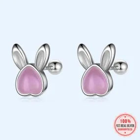 Luxurious Pure S925 Silver Bunny Earrings