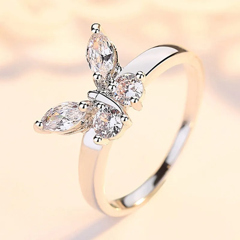 Luxurious Pure S925 Silver Butterfly Ring