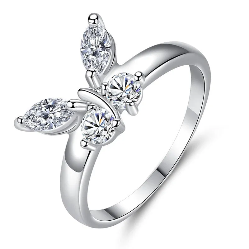 Luxurious Pure S925 Silver Butterfly Ring