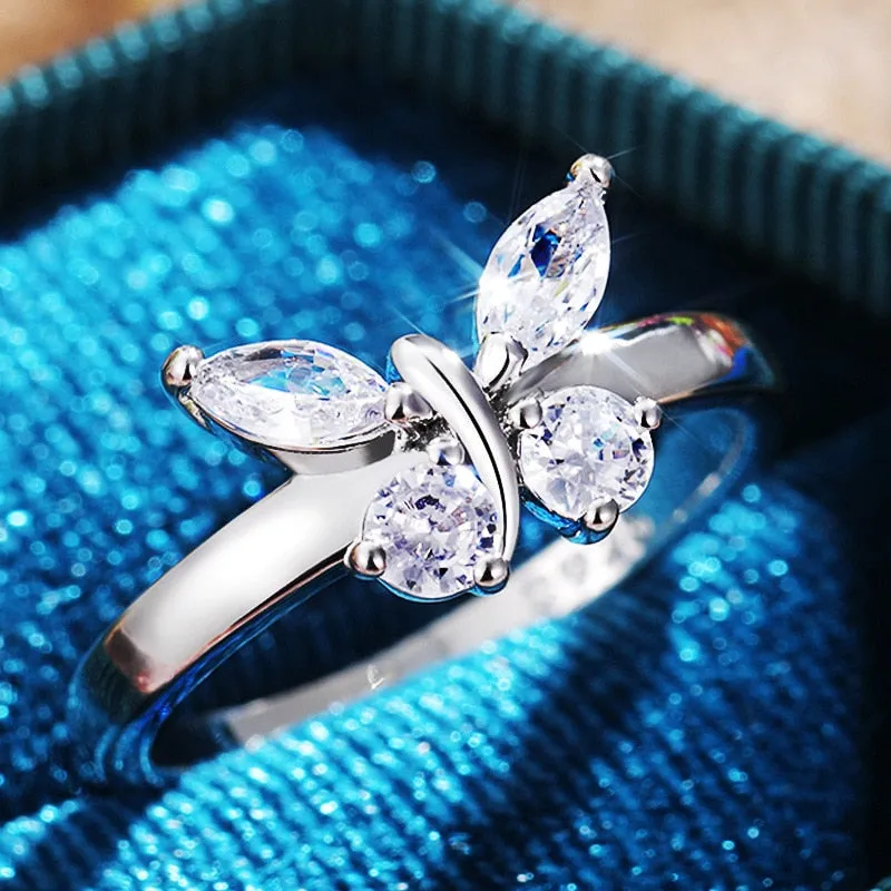 Luxurious Pure S925 Silver Butterfly Ring