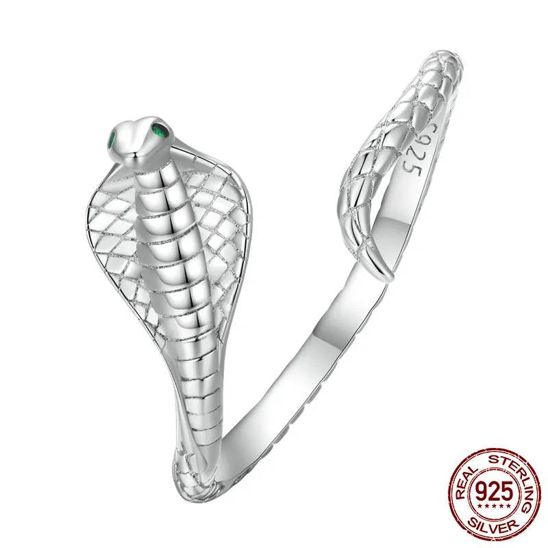 Luxurious Pure S925 Silver Cobra Snake Ring