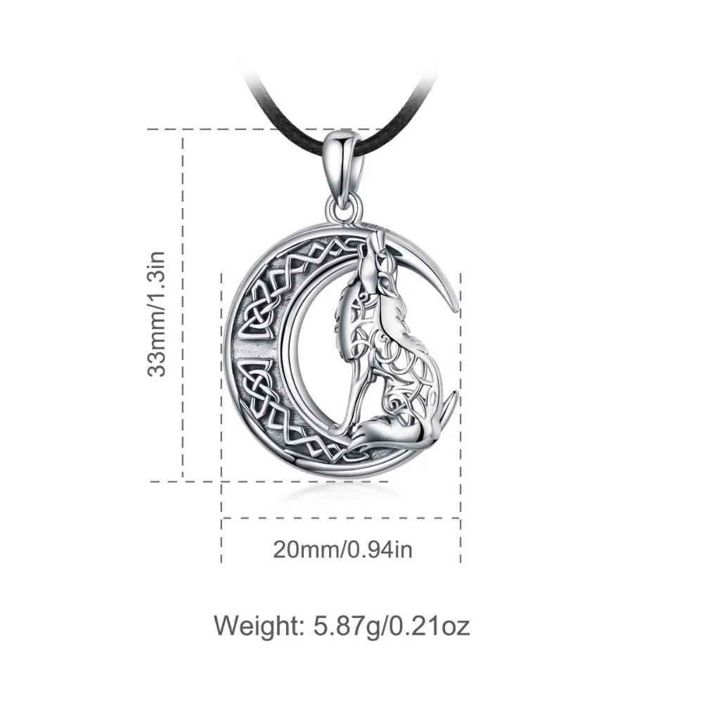 Luxurious Pure S925 Silver Howling Wolf Necklace