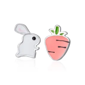 Luxurious S925 Silver Bunny and Carrot Earrings