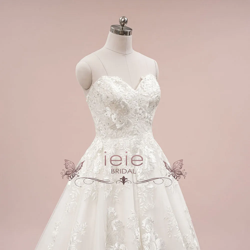 Luxurious Strapless Lace Ball Gown Wedding Dress | LAUREENA