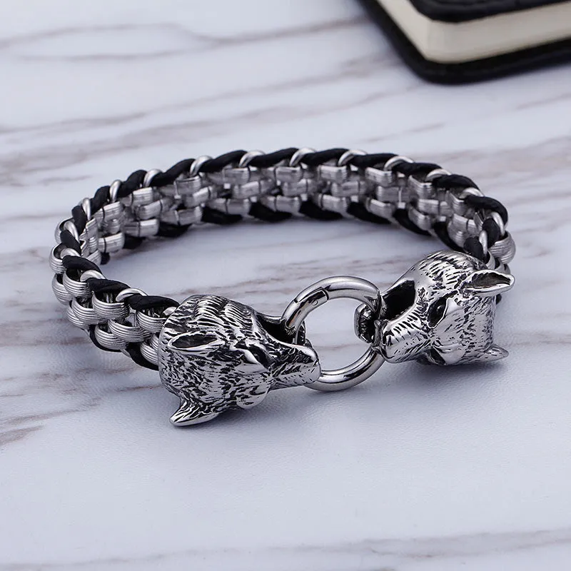 Luxurious Wolf Steel Bracelet