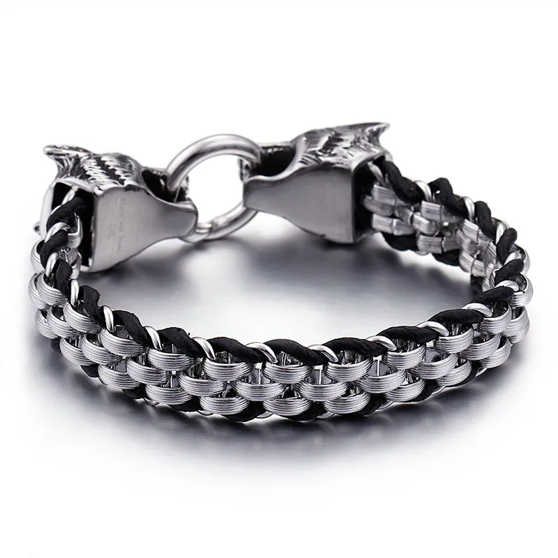 Luxurious Wolf Steel Bracelet