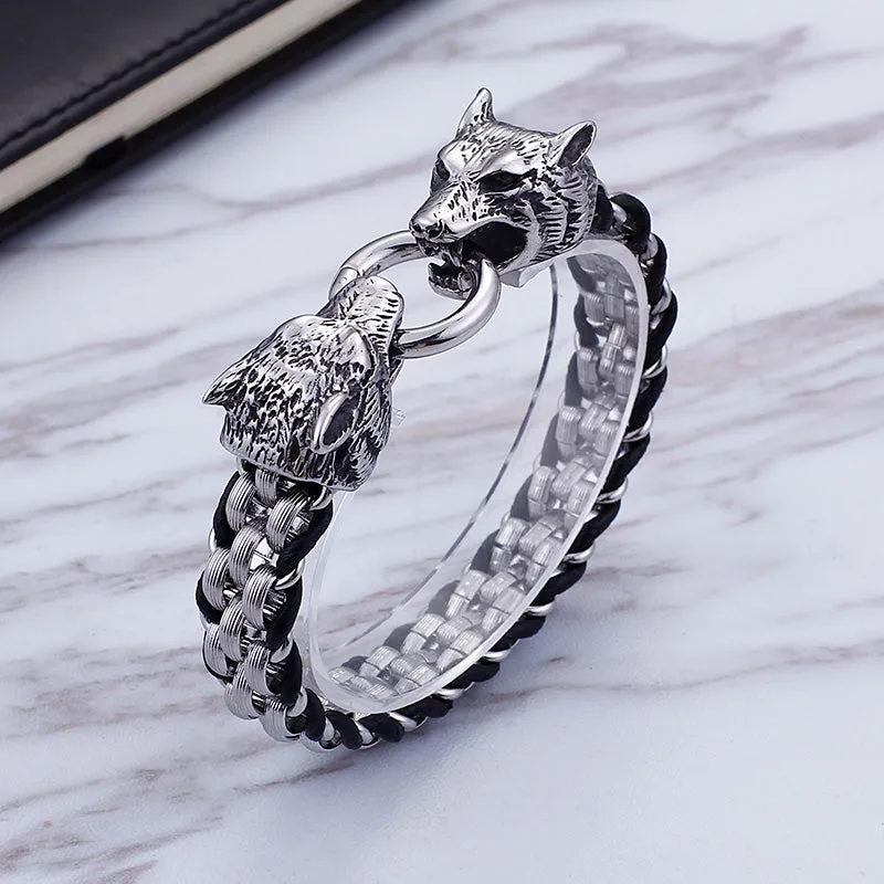 Luxurious Wolf Steel Bracelet