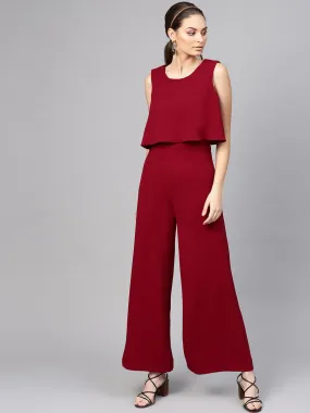 Maroon Layered Jumpsuit