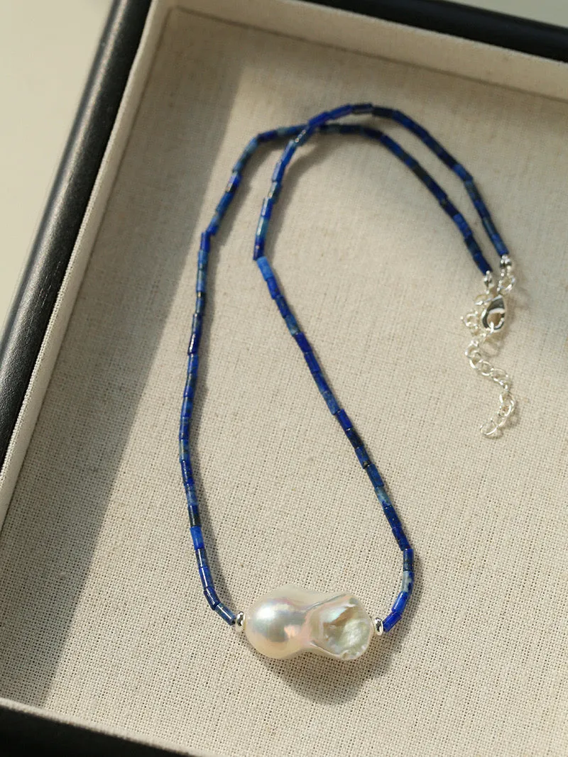 Modern Lapis Lazuli Baroque Necklace