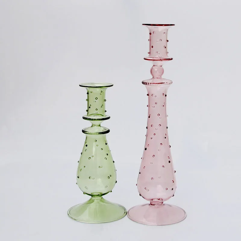 Modern Vintage Glass Candlestick Holders