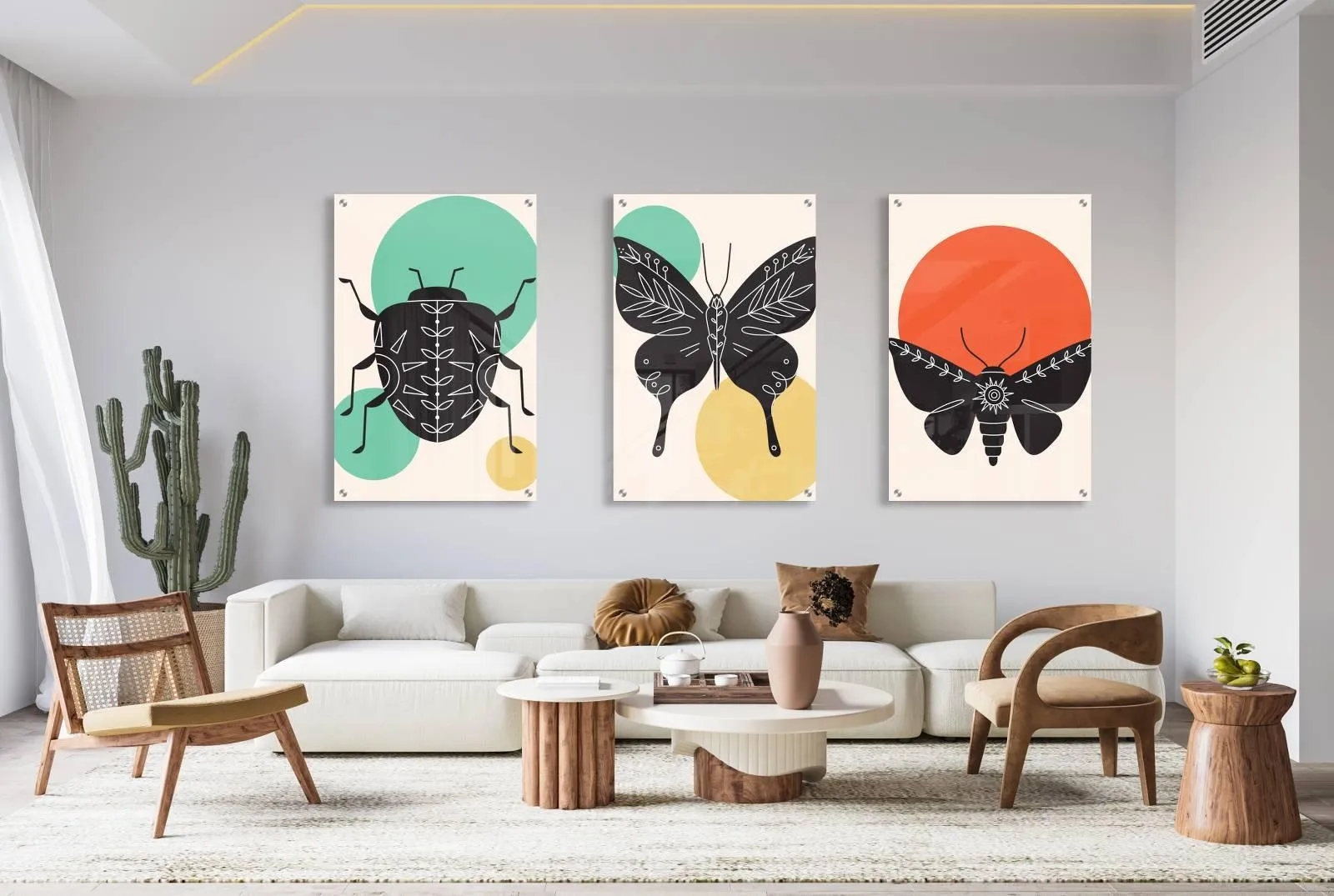 Nature Pattern Set of 3 Prints Modern Wall Art Modern Artwork