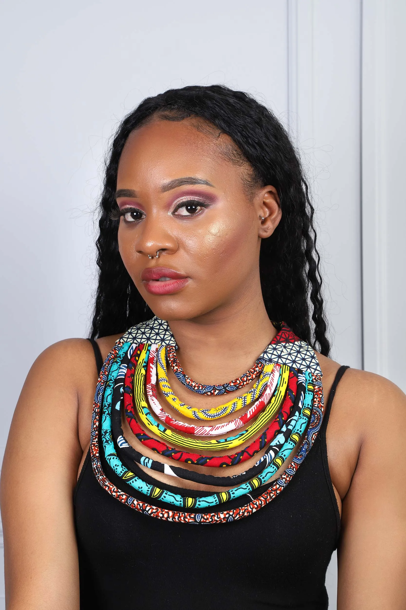 NKOSEY African Print Layered Necklace