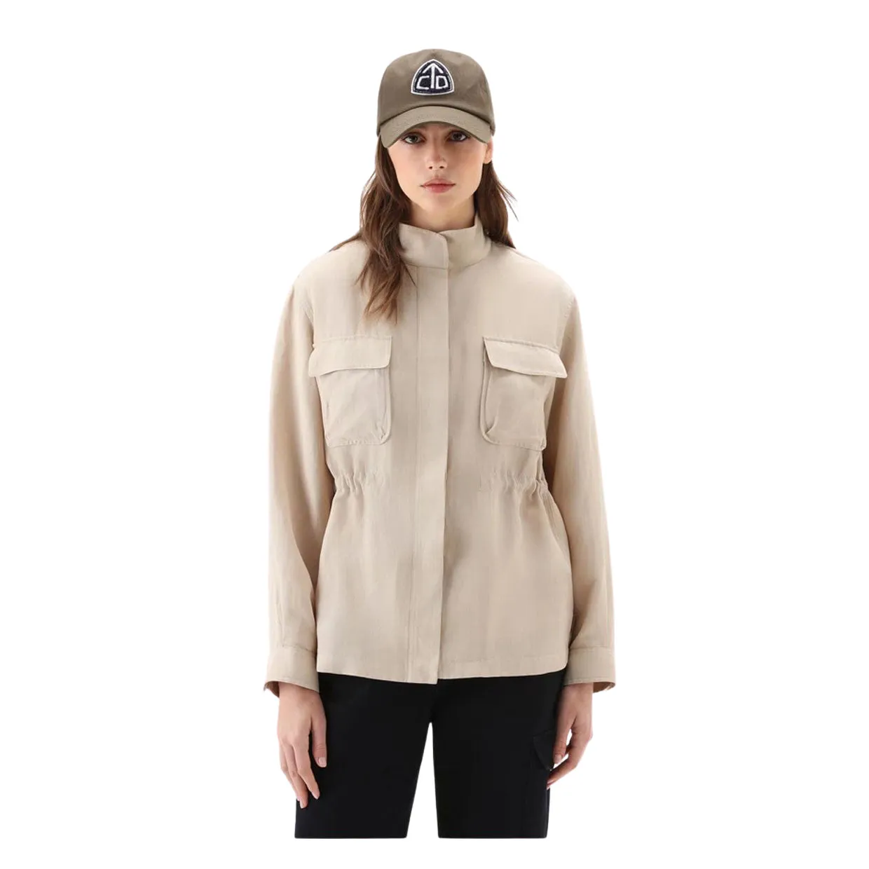 Overshirt Donna Woolrich Fluid Utility Beige