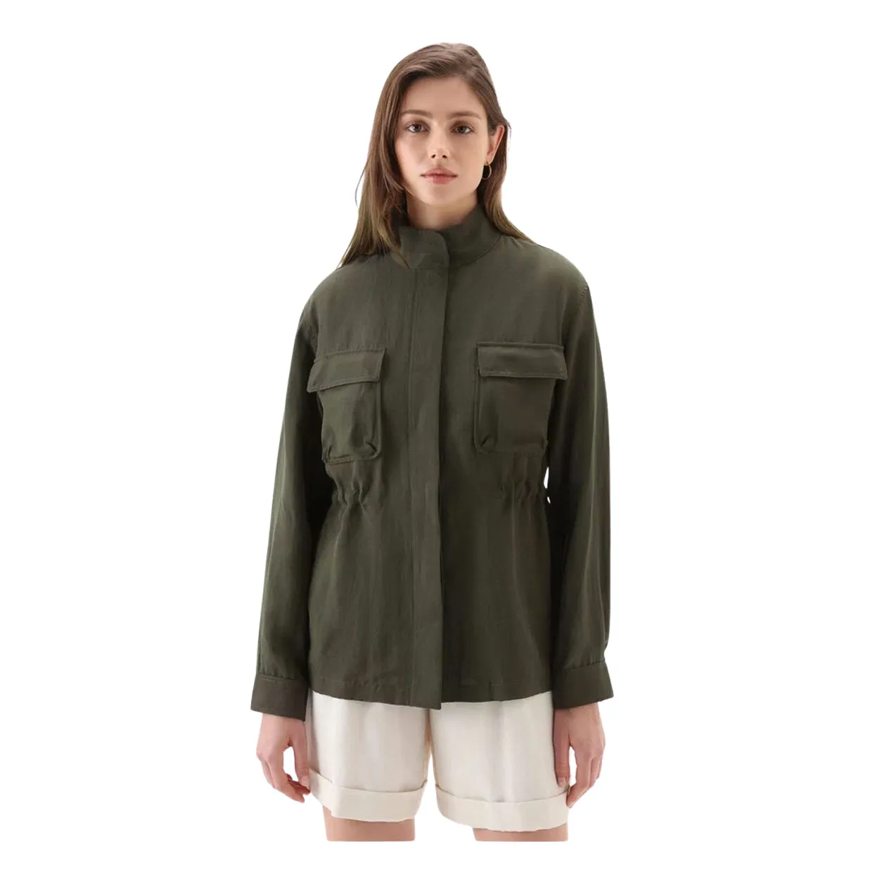 Overshirt Donna Woolrich Fluid Utility Verde