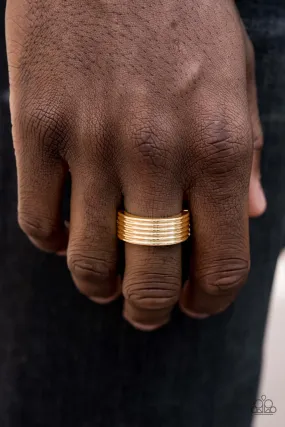 Paparazzi Accessories  - A Mans Man #R725 - Gold Urban Ring