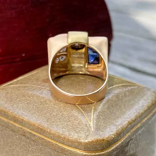 Retro Diamond & Sapphire Ring