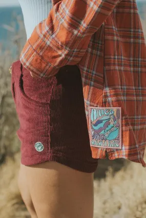 Retro Pocket Shorts - Eggplant Corduroy