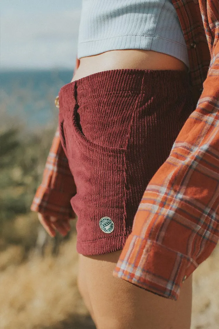 Retro Pocket Shorts - Eggplant Corduroy