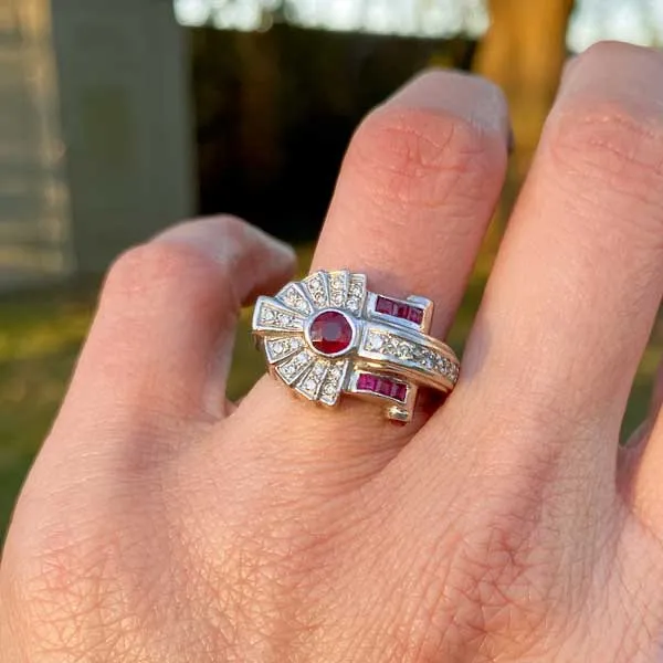 Retro Ruby & Diamond Ring