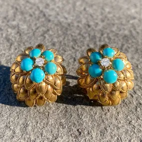 Retro Turquoise & Diamond Earrings