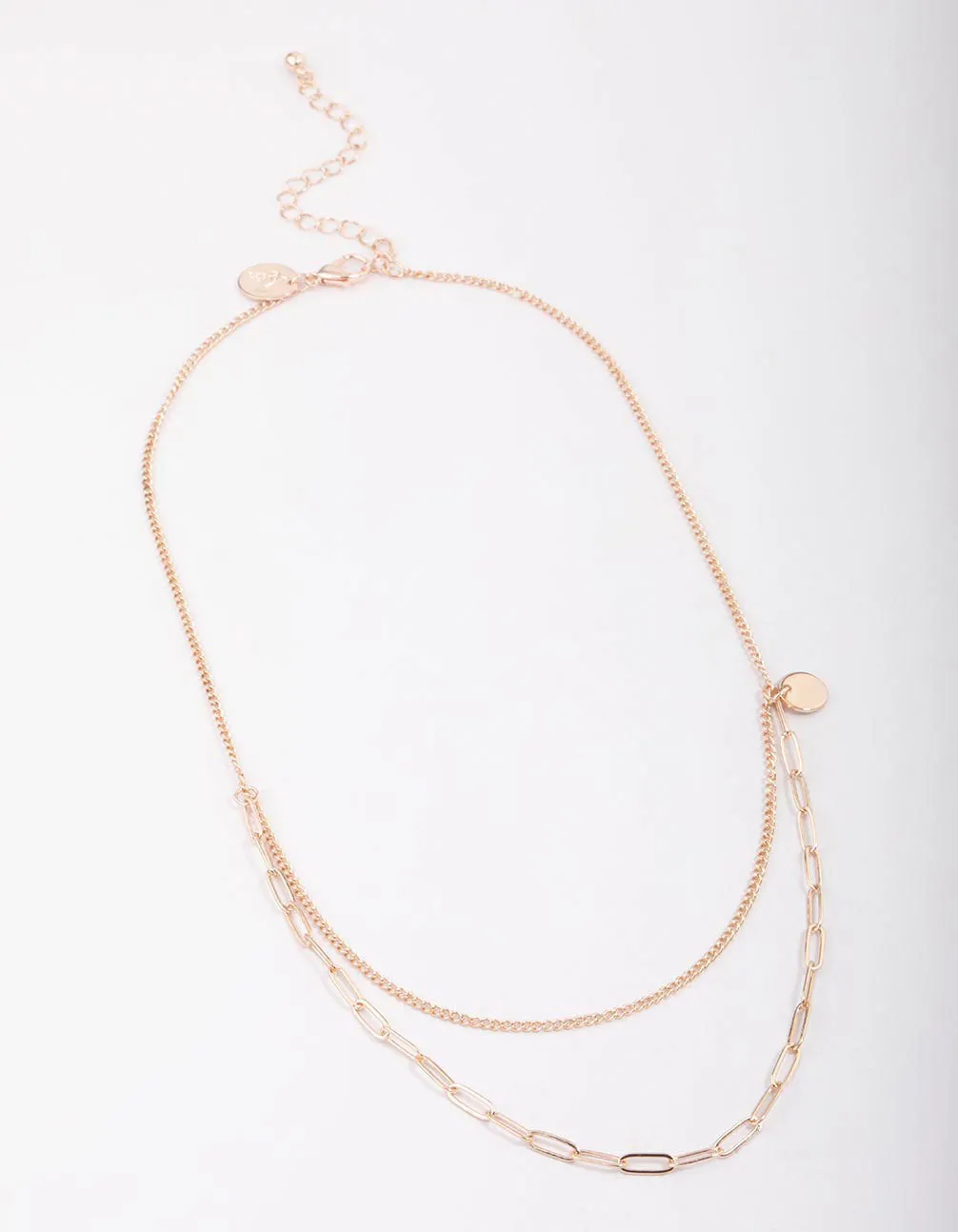 Rose Gold Curb & Cable Layered Necklace