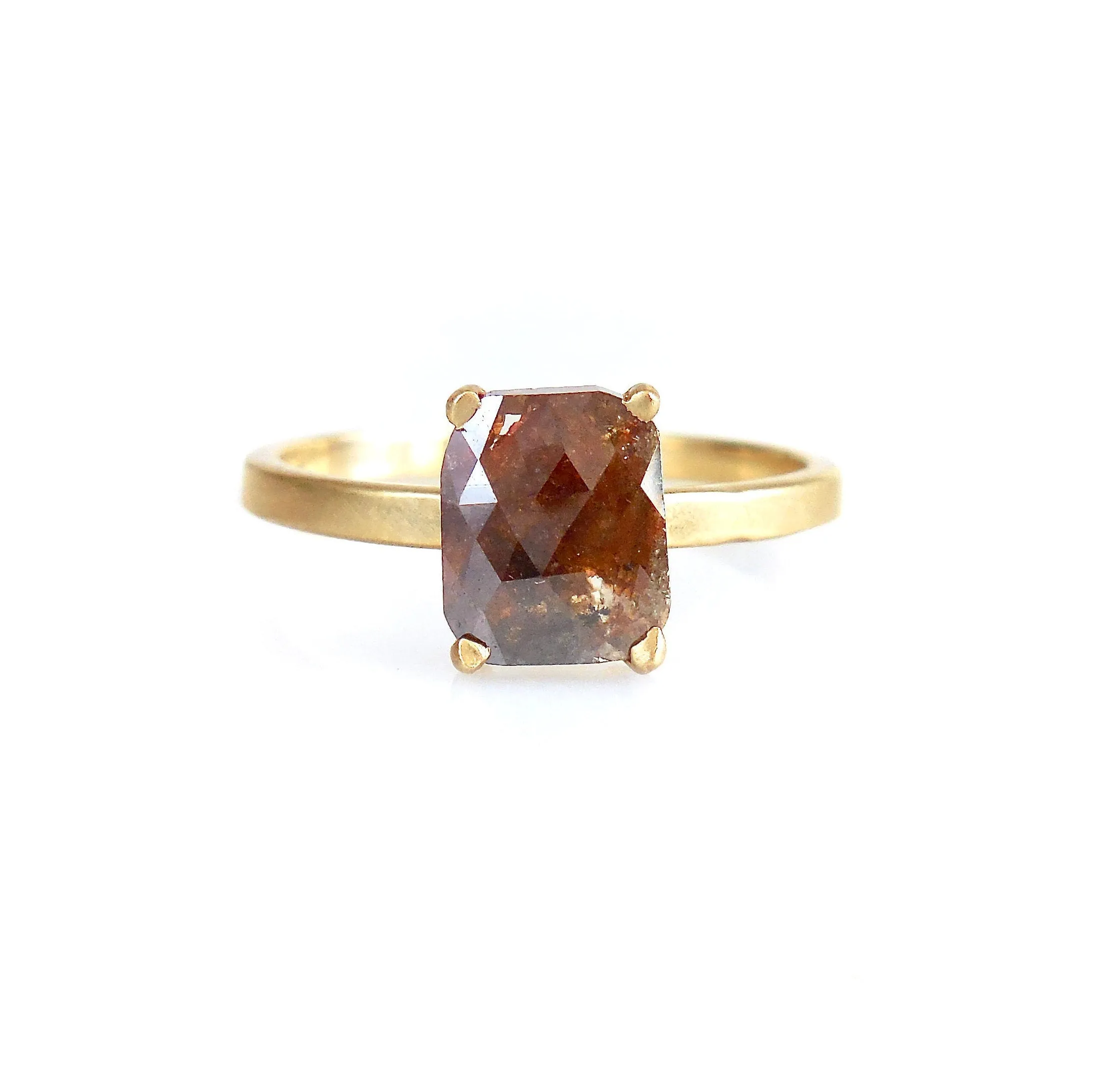 Rustic Brown Diamond Ring - Brown Rose Cut Diamond Ring - Women's Rustic Engagement Ring