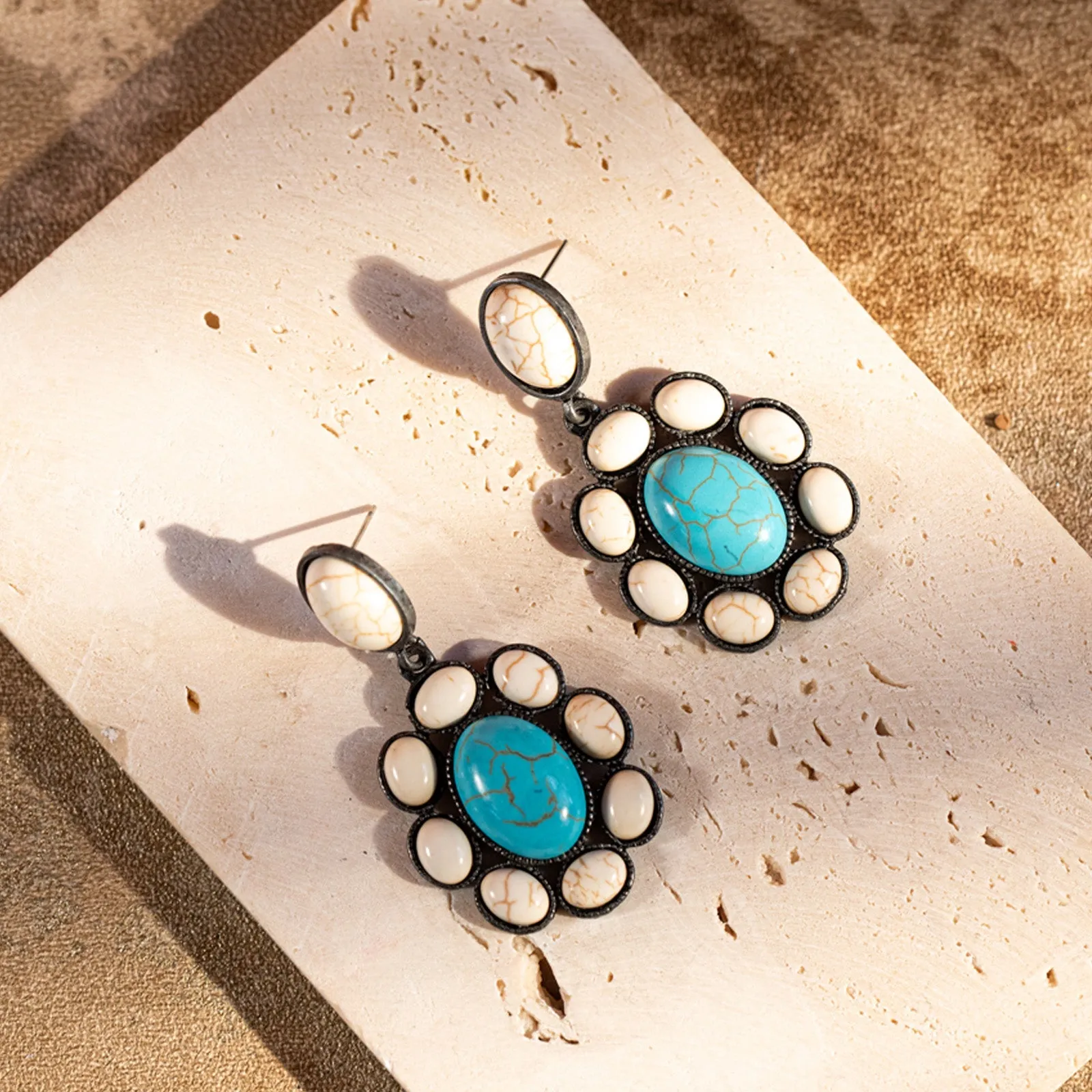 Rustic Couture Bohemian Oval Concho Earrings