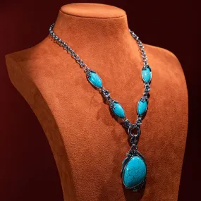 Rustic Couture Turquoise Concho Statement Necklace