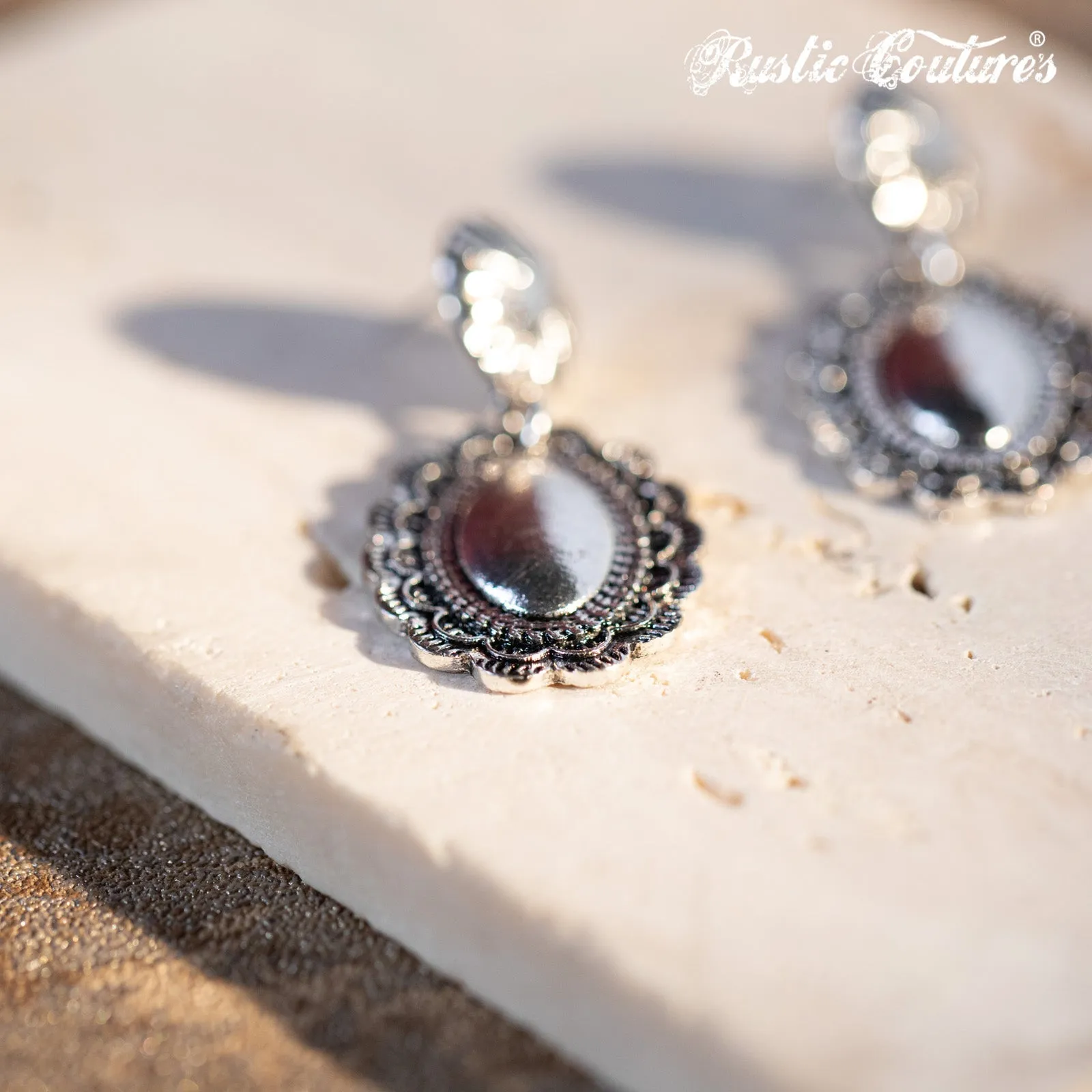 Rustic Couture's Navajo Silver Oval Concho Dangling Earring