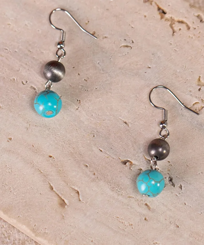 Rustic Couture's Turquoise Beaded Necklace Earrings Set