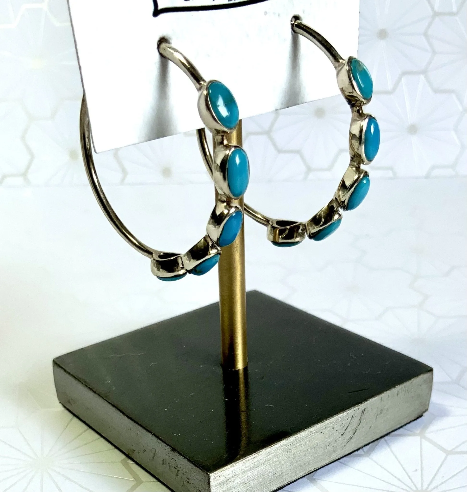 Rustic Dream Turquoise Hoop Earrings