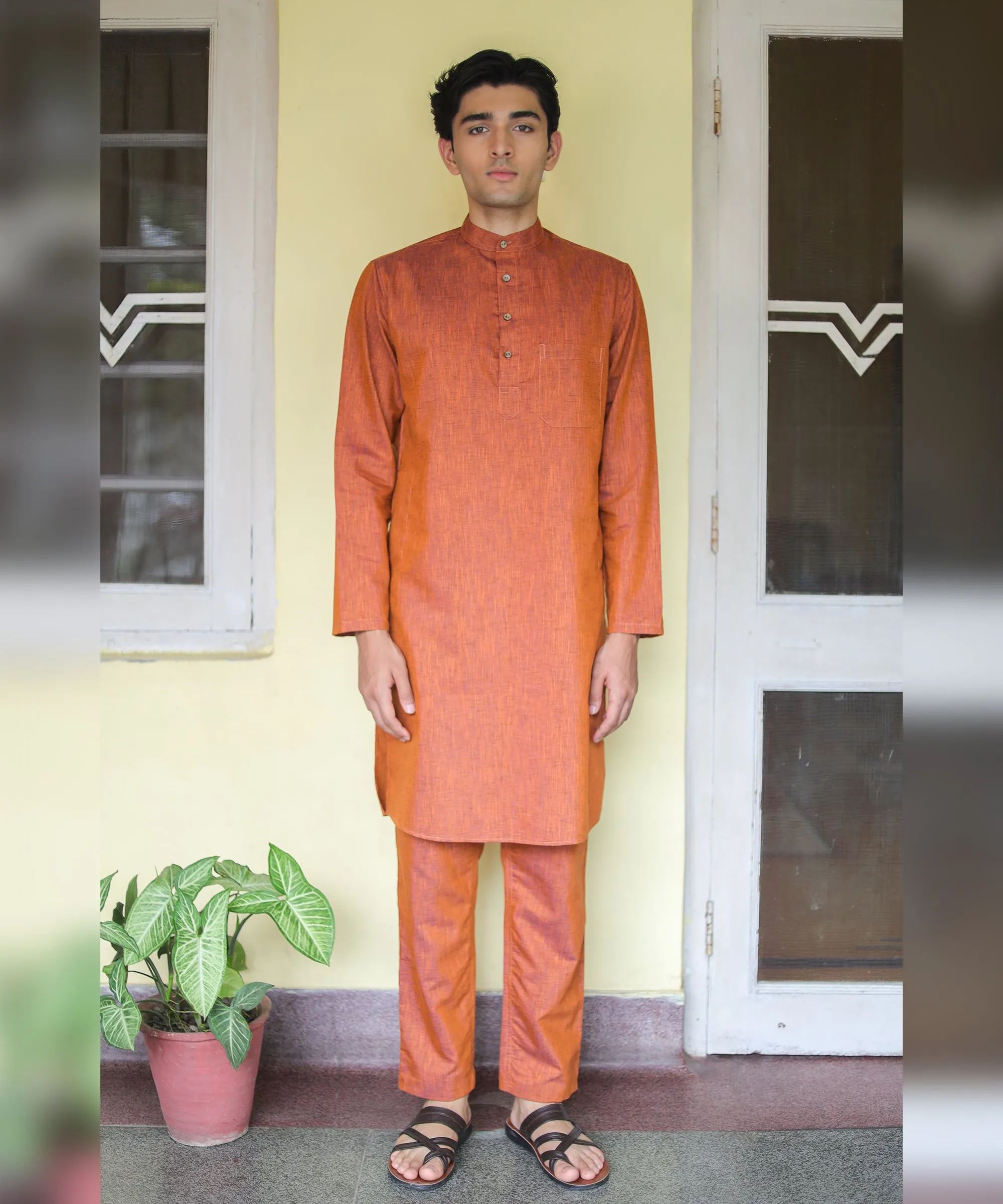 Rustic Elegance Linen Kurta Pyjama Set