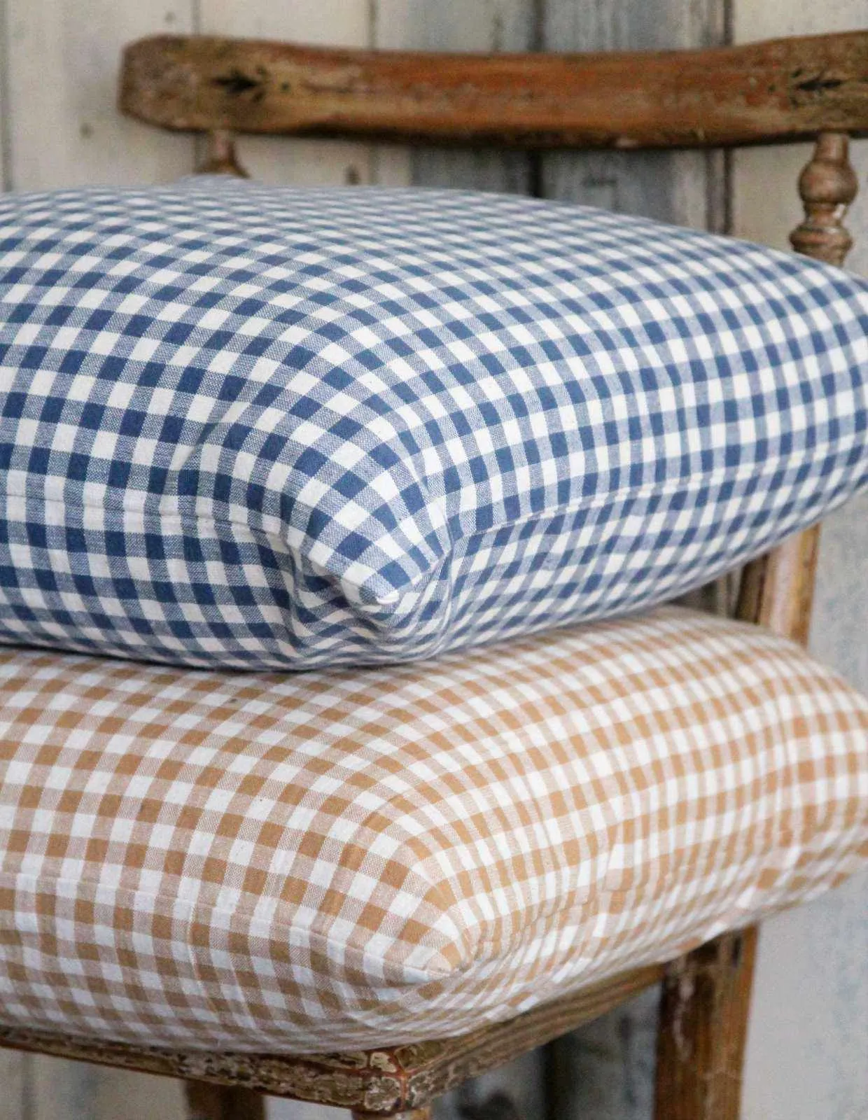 Rustic Gingham Cushion - Mustard