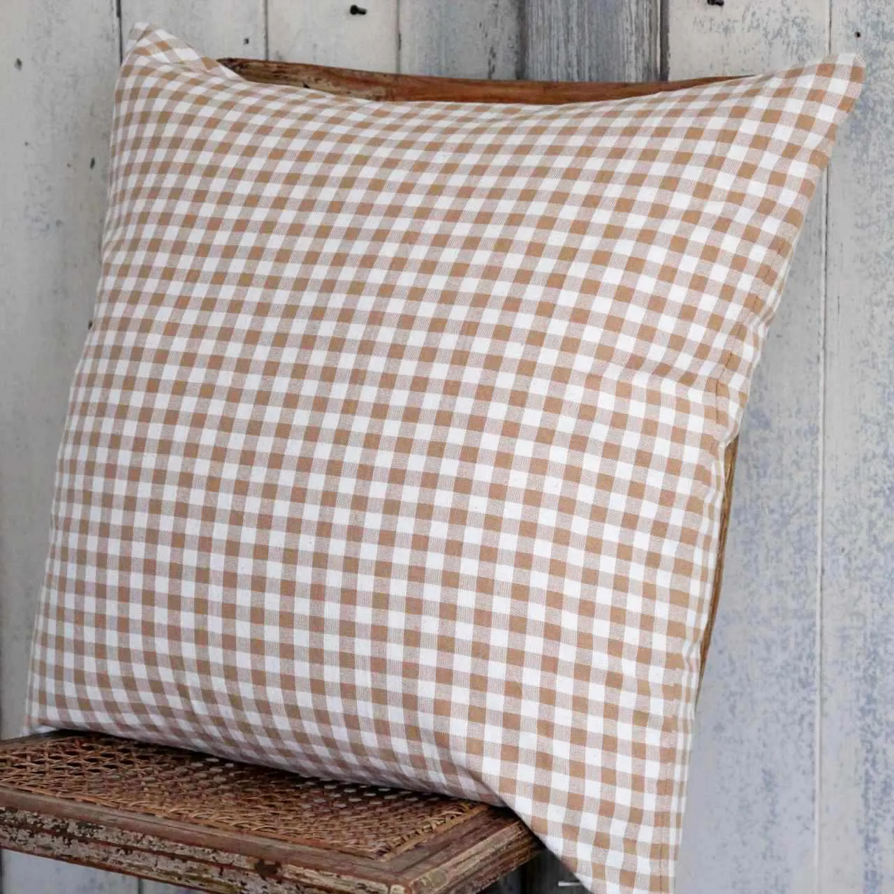 Rustic Gingham Cushion - Mustard