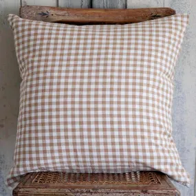 Rustic Gingham Cushion - Mustard