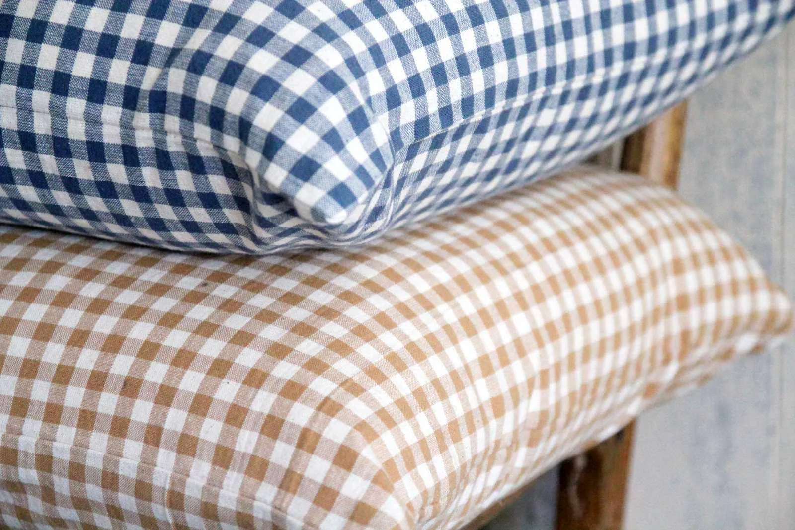 Rustic Gingham Cushion - Mustard