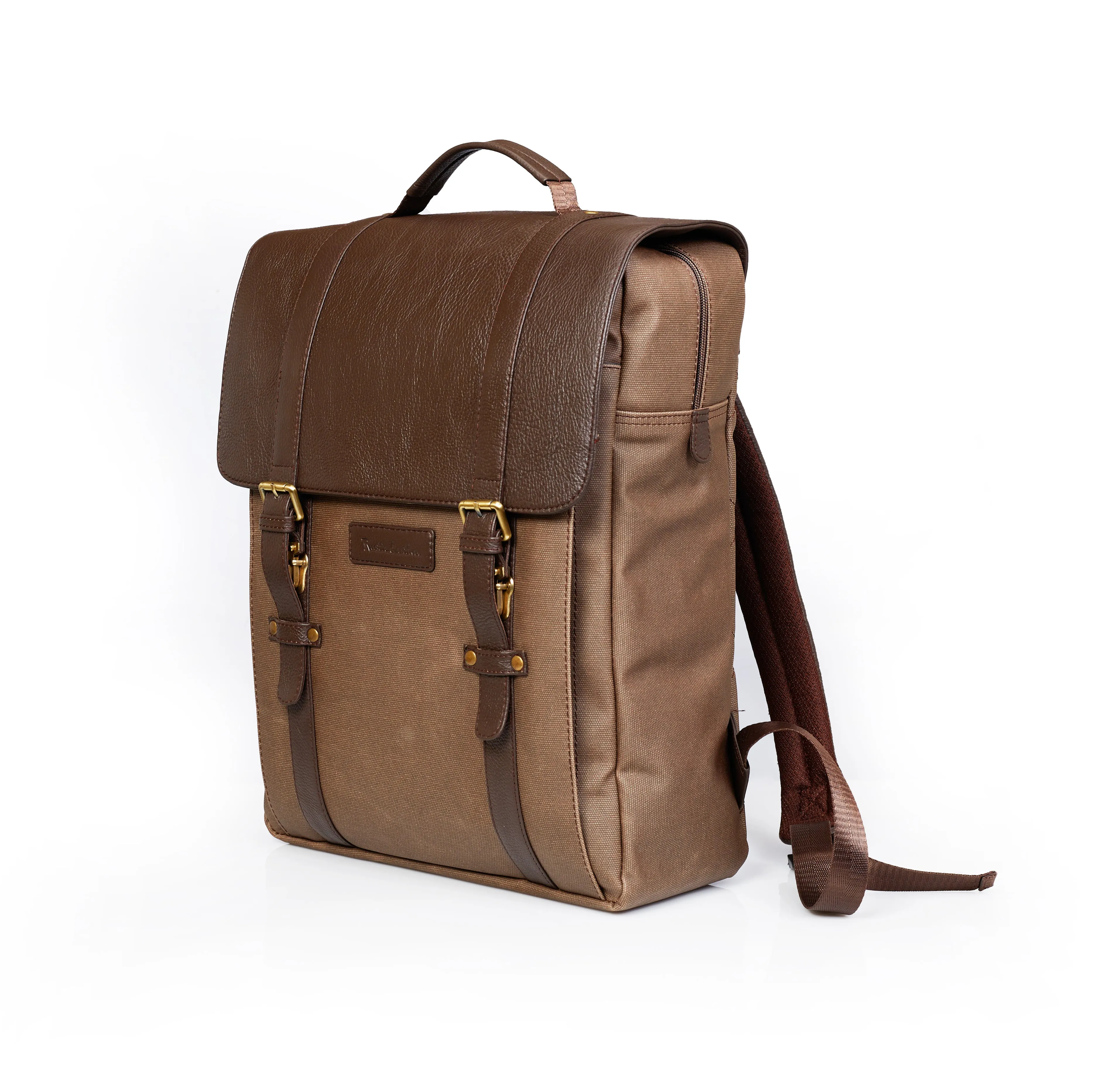 RUSTIC LEATHER BROOK CANVAS LEATHER BACKPACK