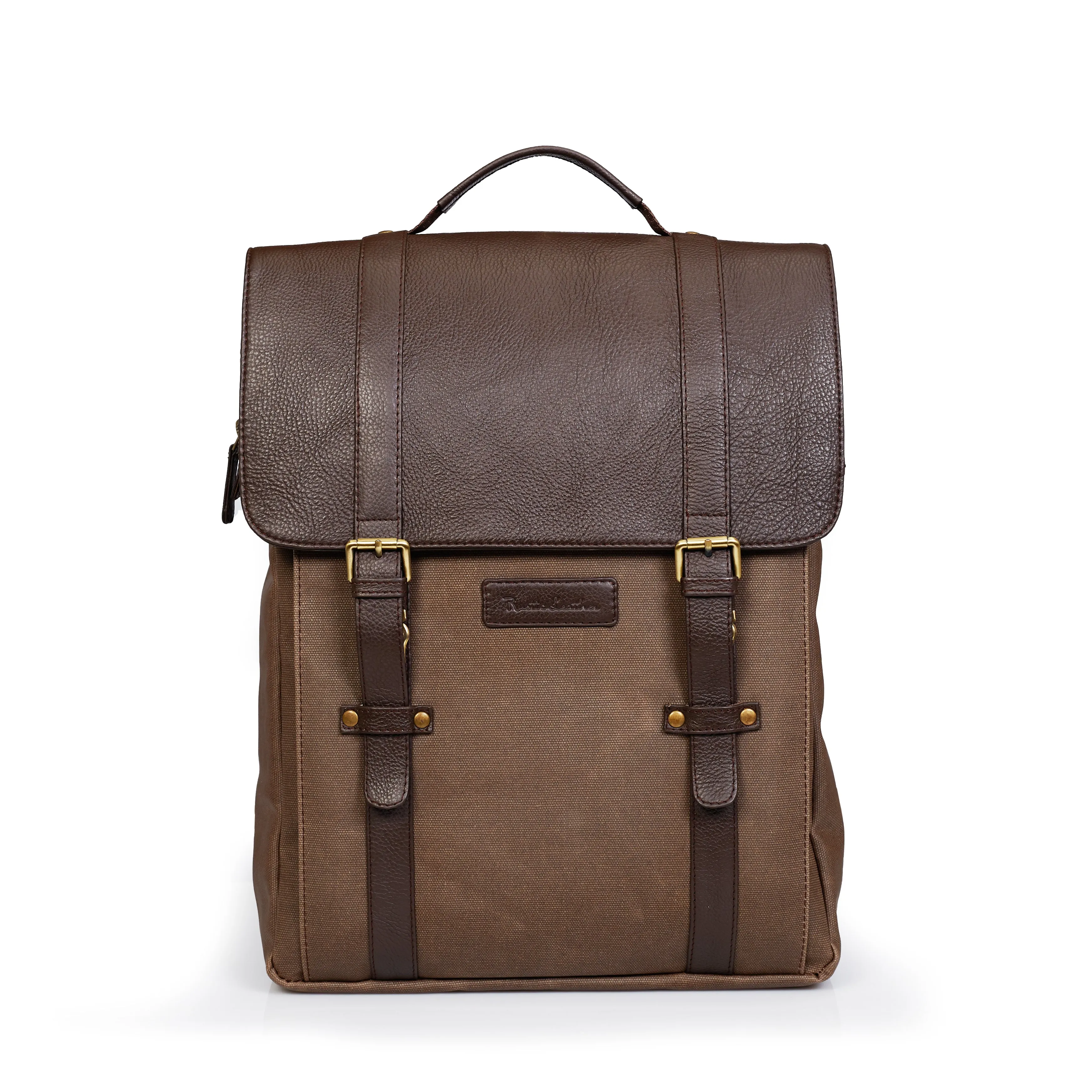 RUSTIC LEATHER BROOK CANVAS LEATHER BACKPACK