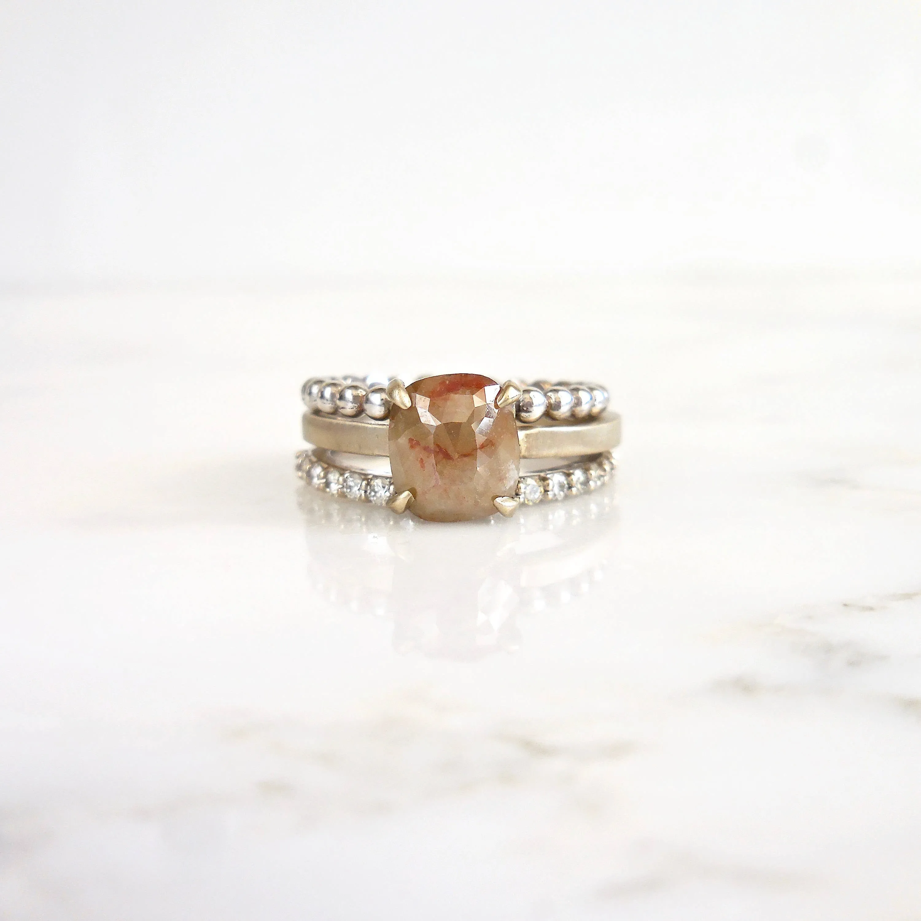 Rustic Rose Cut Diamond Engagement Ring - Rustic Diamond Engagement Ring