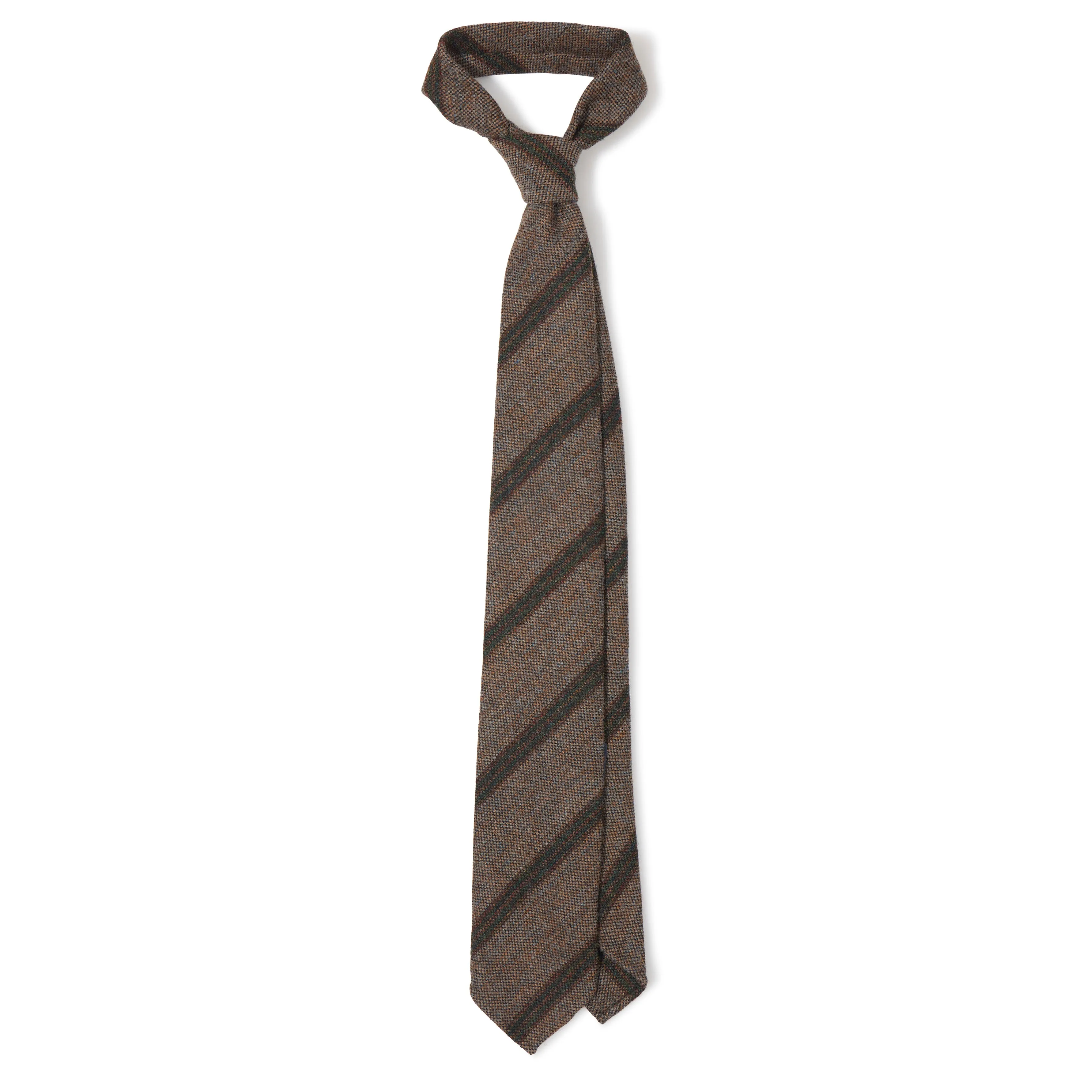 Rustic Wool Thin Sandwich Stripe Hand-rolled Tie