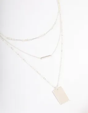 Silver Plated Dainty Rectangle Layered Necklace