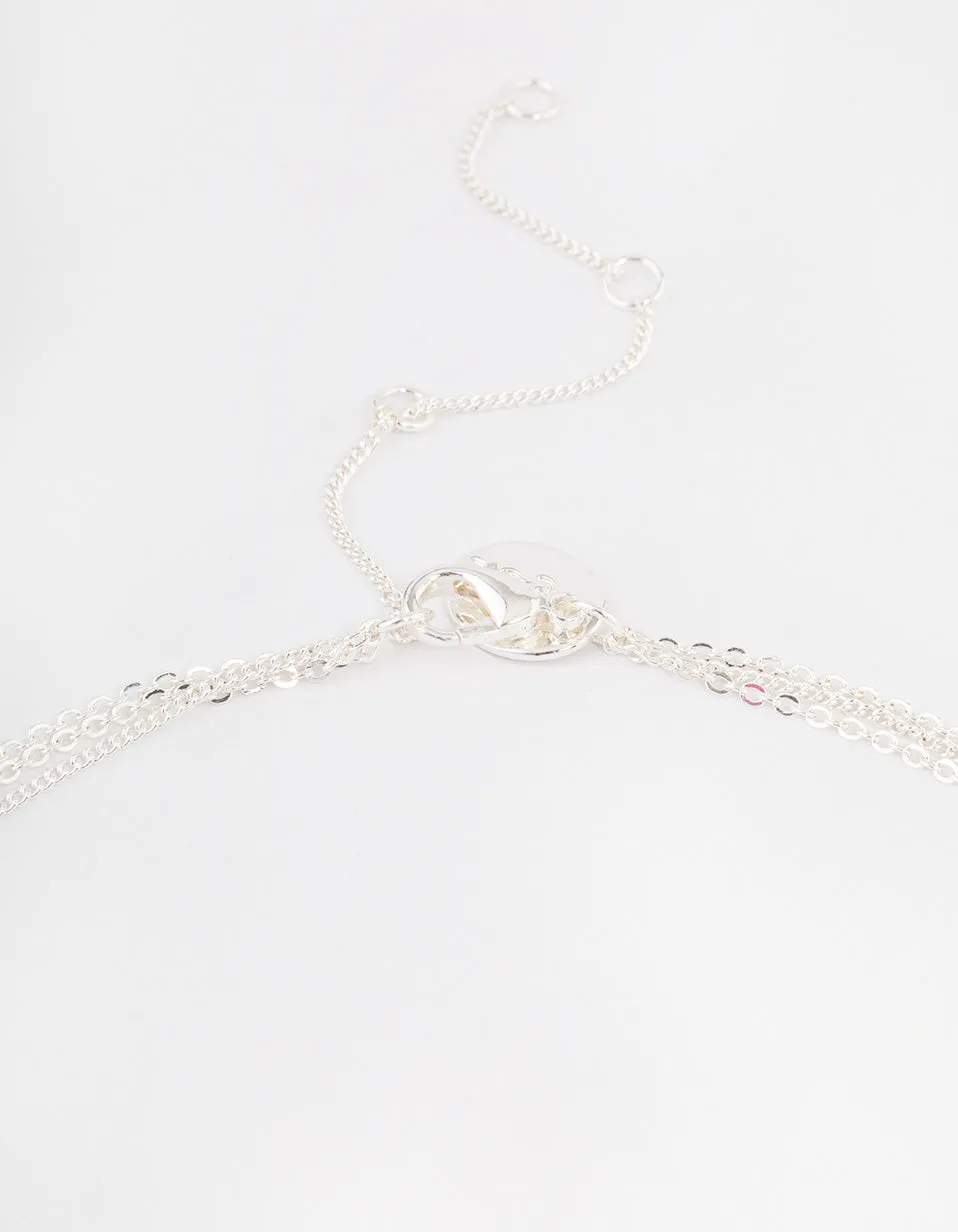 Silver Plated Dainty Rectangle Layered Necklace