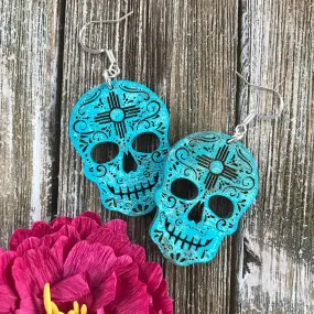 Skull - Rustic Wood Earrings