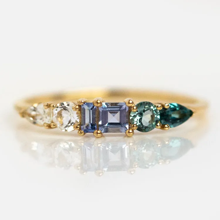 Solid Gold Modern Ombre Birthstone Ring