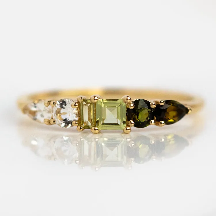 Solid Gold Modern Ombre Birthstone Ring