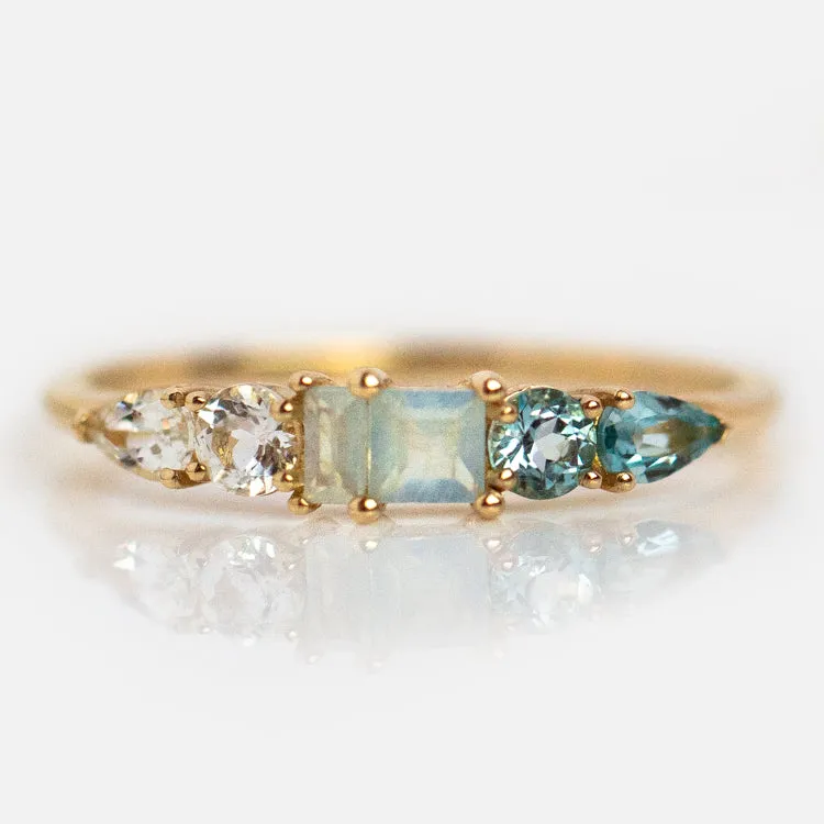 Solid Gold Modern Ombre Birthstone Ring