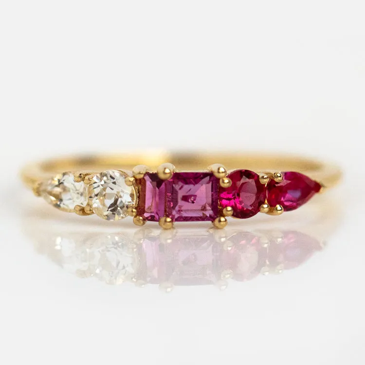 Solid Gold Modern Ombre Birthstone Ring