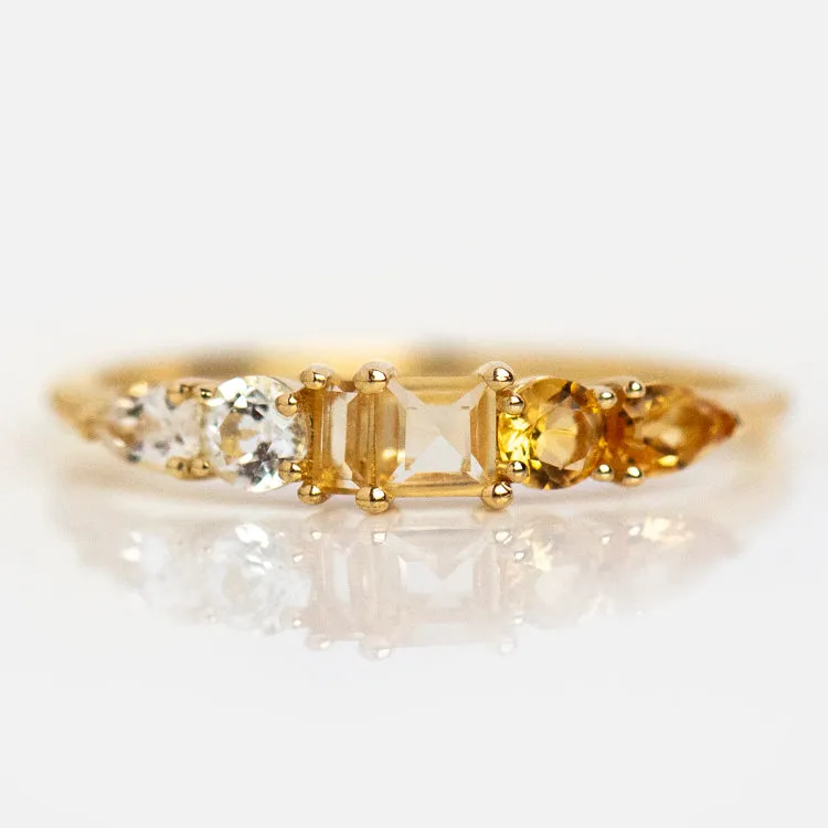 Solid Gold Modern Ombre Birthstone Ring