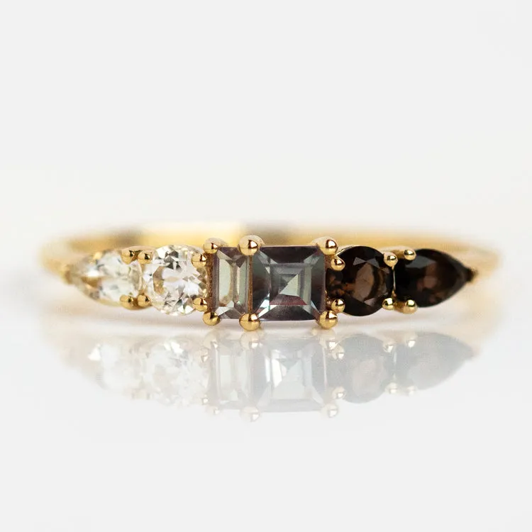 Solid Gold Modern Ombre Birthstone Ring